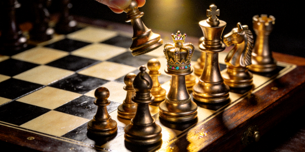 精美的国际象棋棋盘与棋子特写